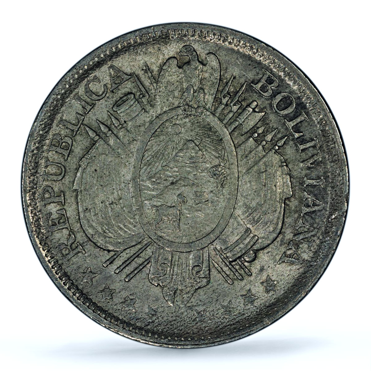 Bolivia 1/2 boliviano 50 centavos Republic KM-161 MS63 PCGS silver coin 1898