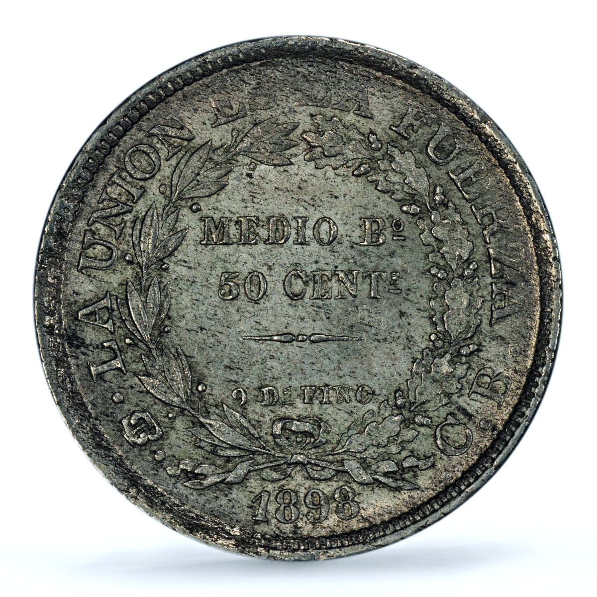 Bolivia 1/2 boliviano 50 centavos Republic KM-161 MS63 PCGS silver coin 1898