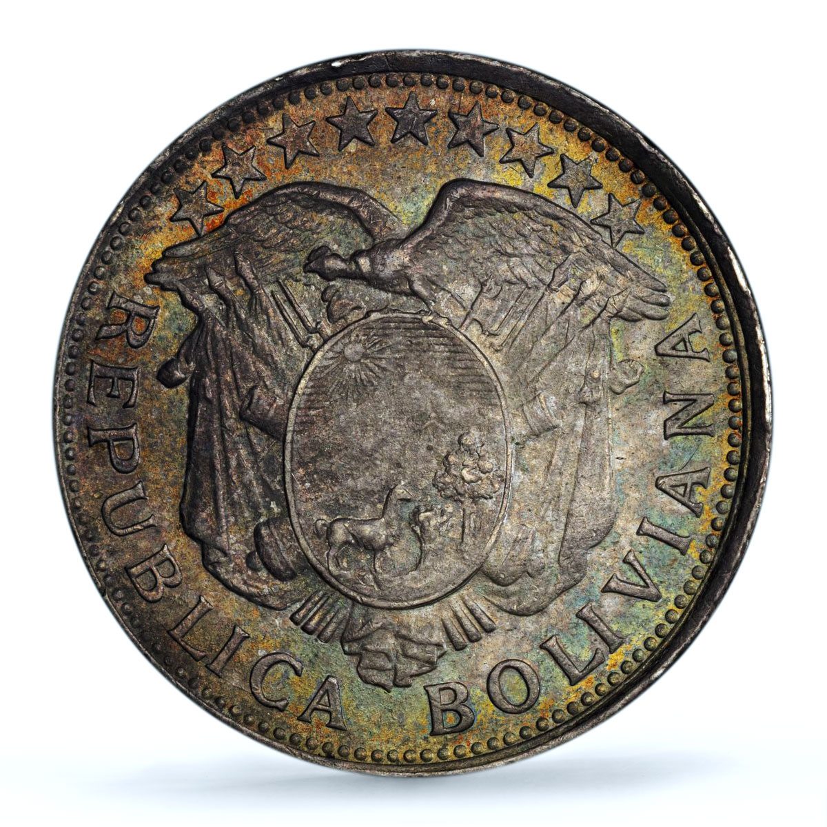 Bolivia 50 centavos Republic Condor PTS MM KM-175.1 MS 64 PCGS silver coin 1900