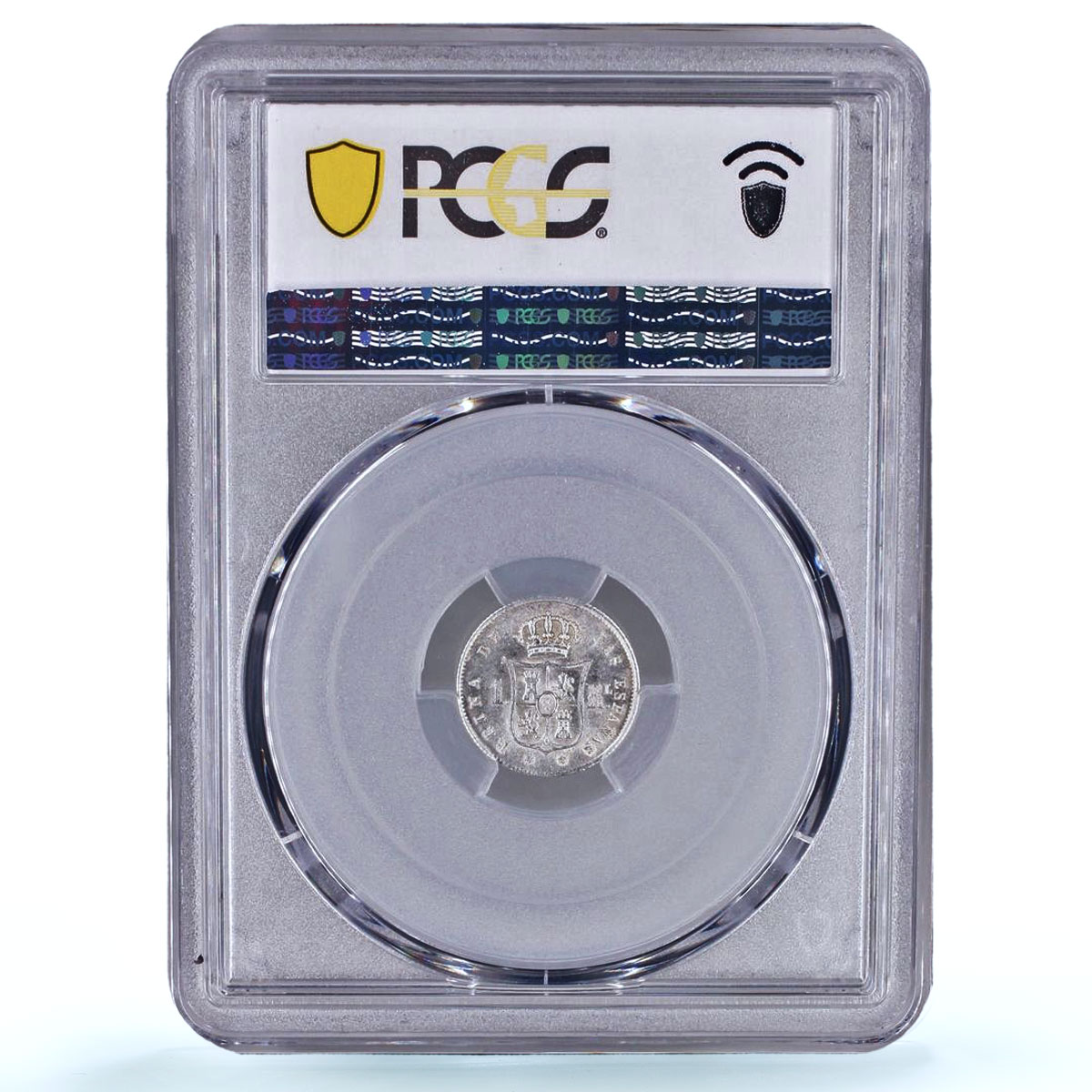 Spain 1 real Isabel II 6 Pt. Star Madrid Mint KM-598 MS 66 PCGS silver coin 1852