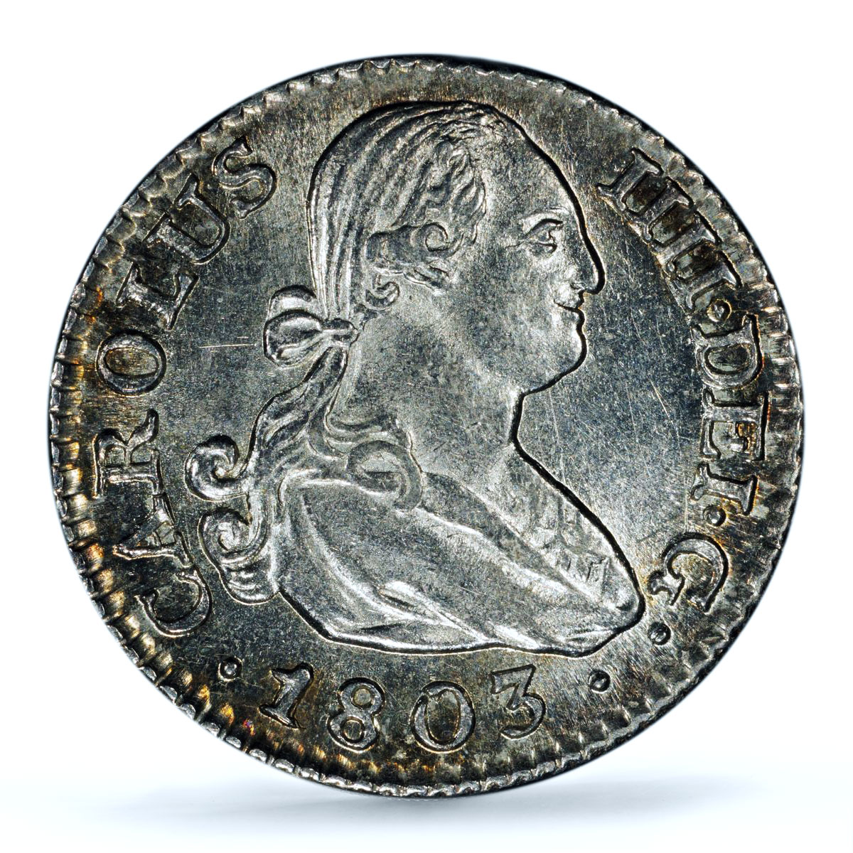 Spain 1/2 real Charles IV KM-72 Calico-265 MS 65 PCGS silver coin 1803