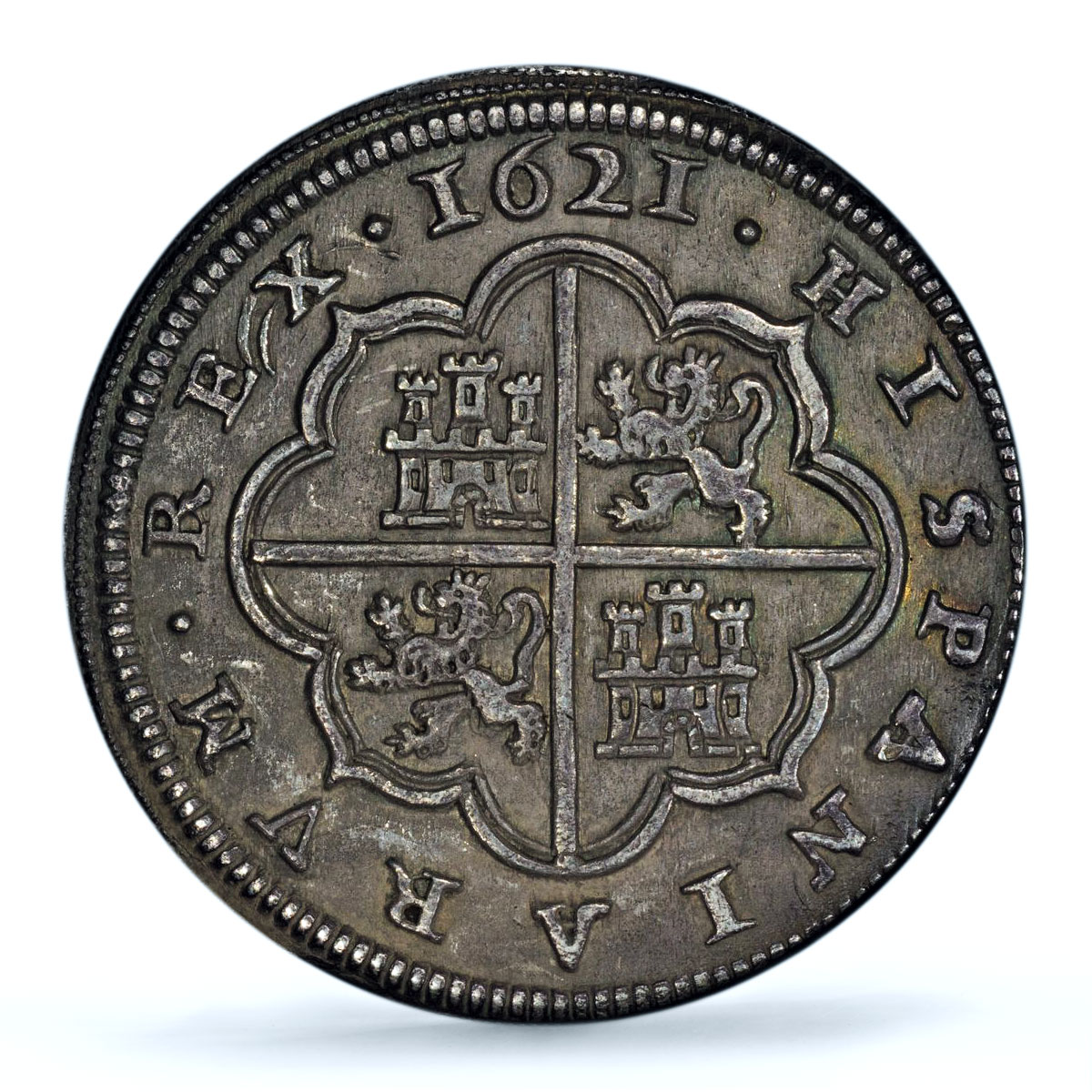 Spain 4 reales Philip IV KM-98 Calico-797 Segovia AU 55 PCGS silver coin 1621