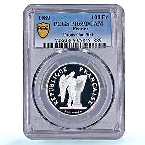 France 100 francs Droits Homme Human Rights PR 69 PCGS palladium coin 1989