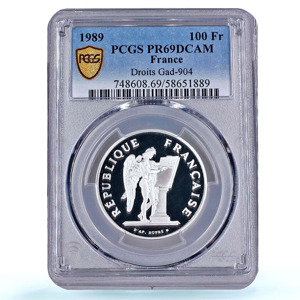 France 100 francs Droits Homme Human Rights PR 69 PCGS palladium coin 1989