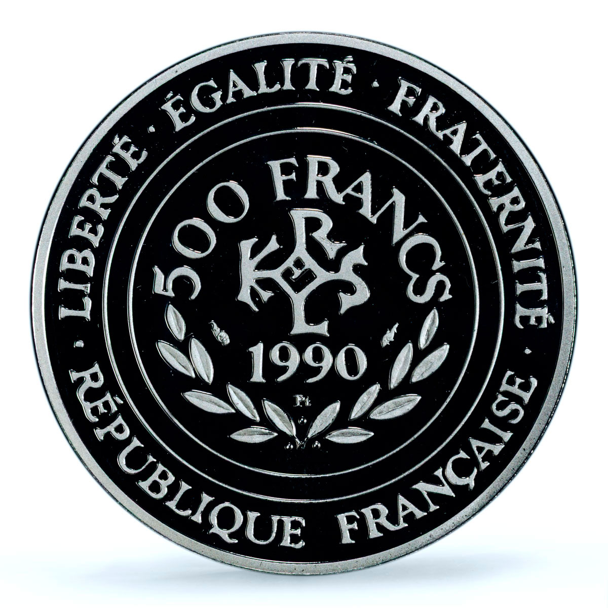 France 500 francs 70 ecus Charlemagne KM-990a PR 70 PCGS platinum coin 1990