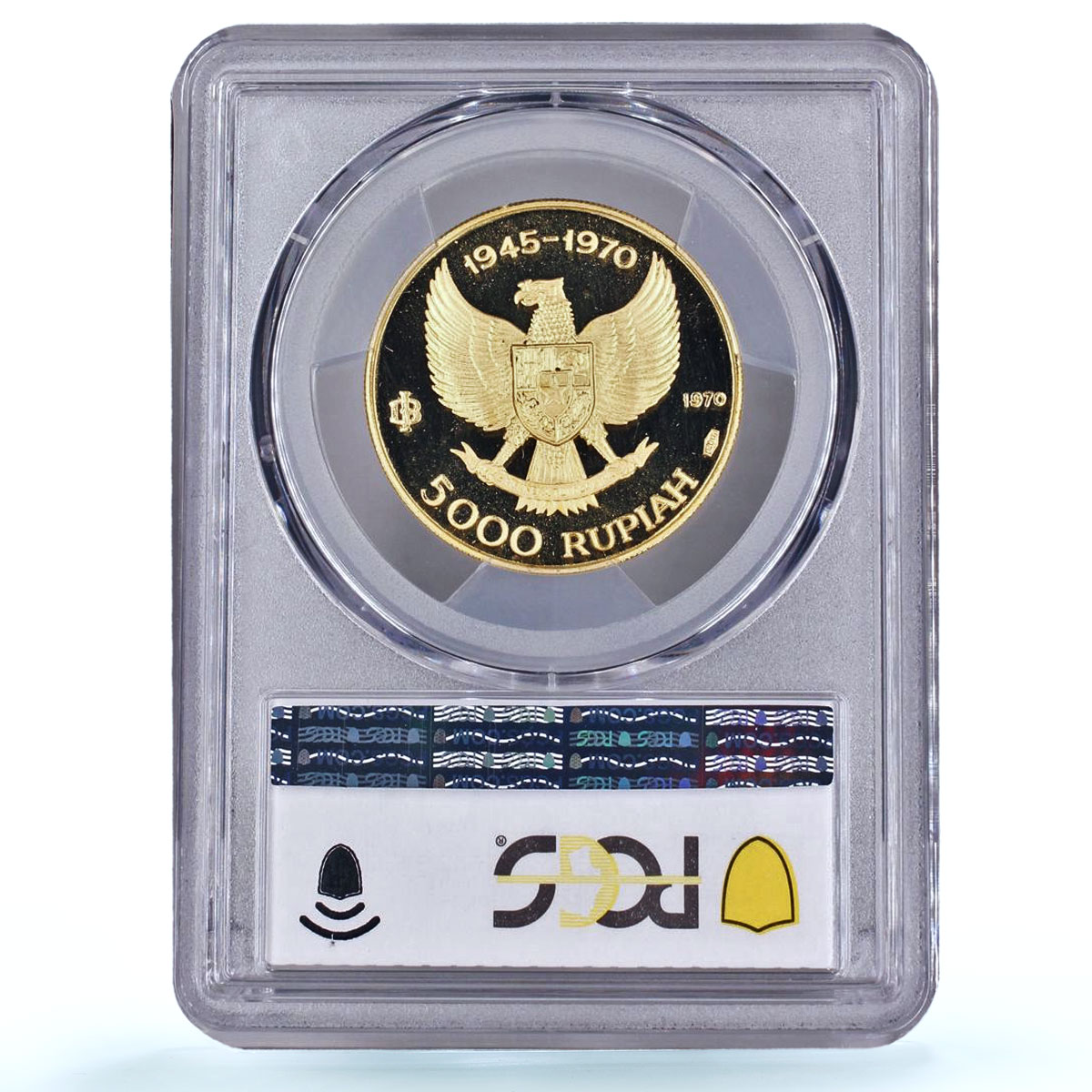 Indonesia 5000 rupiah Manjusri Statue Independence PR 68 PCGS gold coin 1970