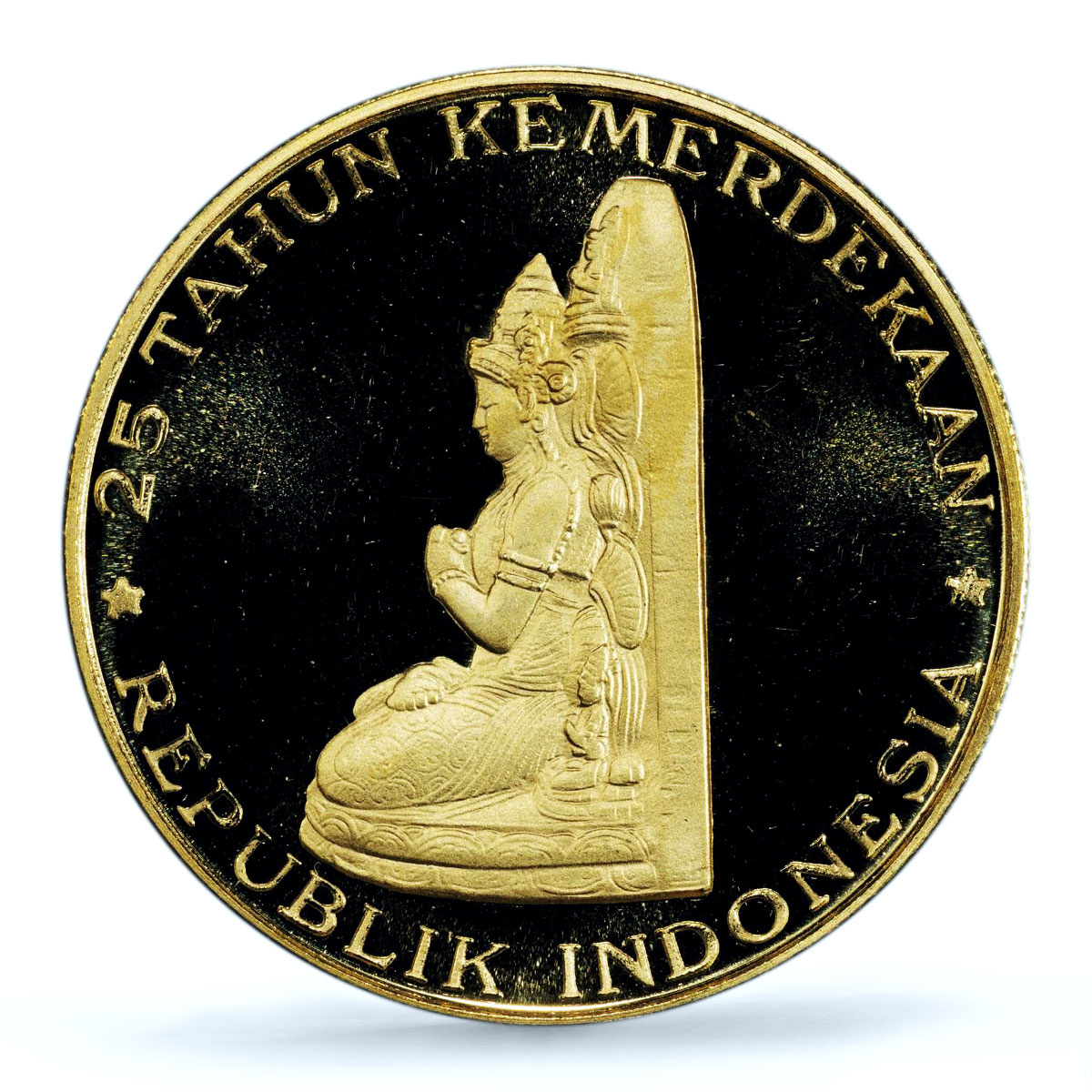 Indonesia 5000 rupiah Manjusri Statue Independence PR 68 PCGS gold coin 1970