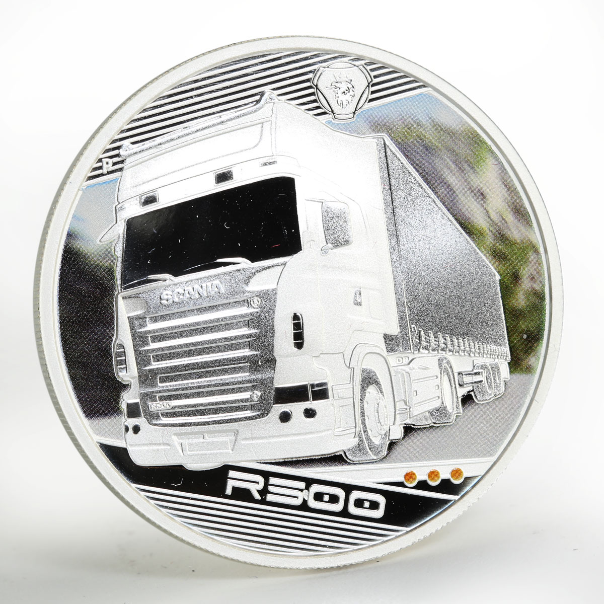 Tuvalu 1 dollar Trucks R500 colored silver coin 2010