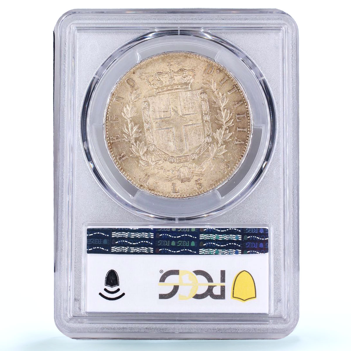 Italy 5 lire Victor Emmanuel II KM-8 MS 62 PCGS silver coin 1872