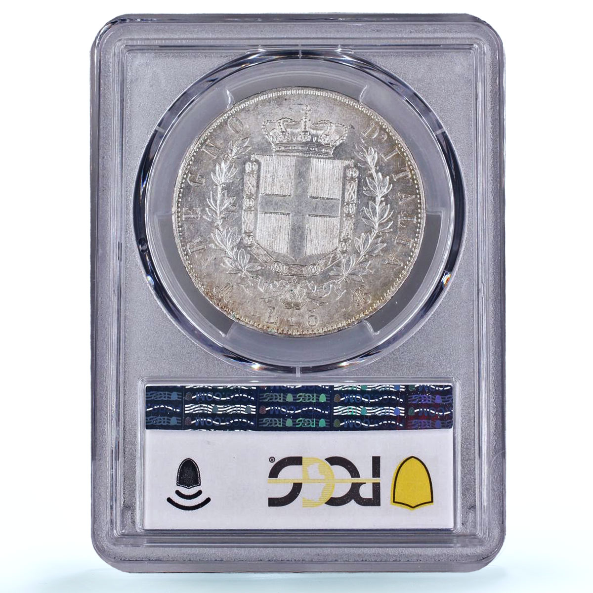 Italy 5 lire Victor Emmanuel II KM-8 MS 62 PCGS silver coin 1872