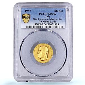 Italy Benito Mussolini Fascist Revolution St. Cassian MS 66 PCGS gold medal 1957