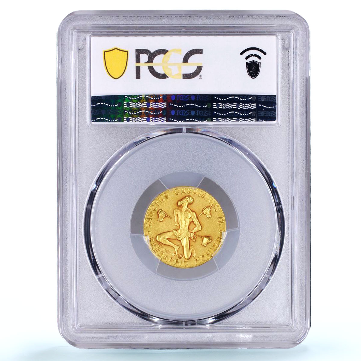 Italy Benito Mussolini Fascist Revolution St. Cassian MS 66 PCGS gold medal 1957