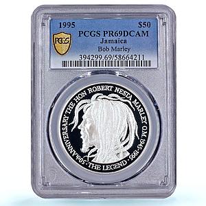 Jamaica 50 dollars Bob Marley Singer Music PR 69 PCGS silver coin 1995