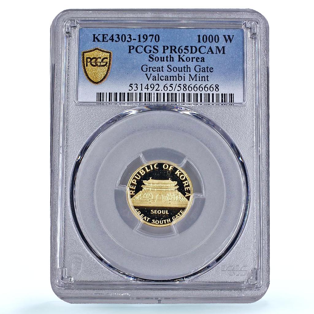 Korea South 1000 won Great South Gate Valcambi Mint PR 65 PCGS gold coin 1970