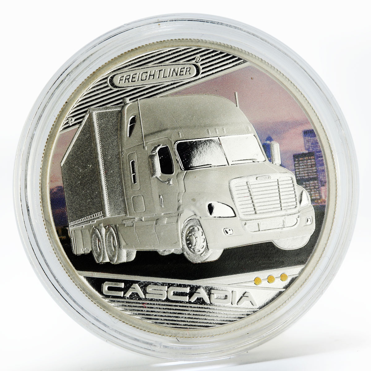 Tuvalu 1 dollar Trucks Cascadia colored silver coin 2010