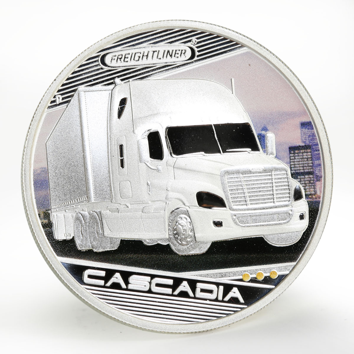 Tuvalu 1 dollar Trucks Cascadia colored silver coin 2010