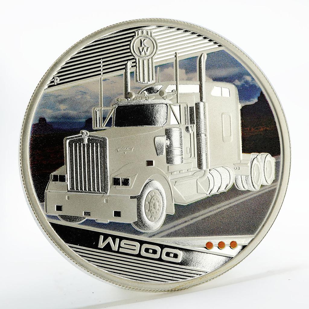 Tuvalu 1 dollar Trucks W900 colored silver coin 2010