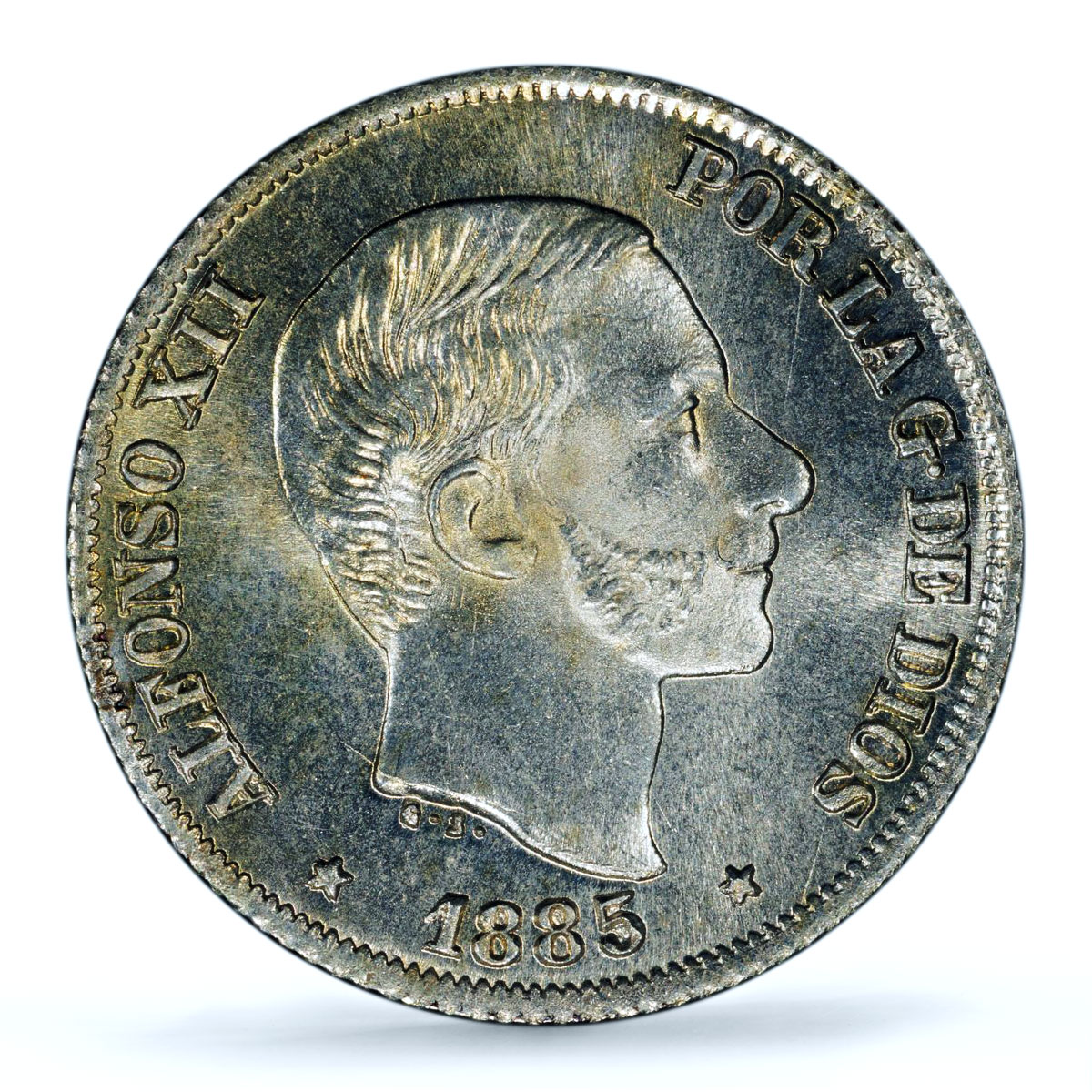Philippines 10 centavos Alfonso XII KM-148 MS 65 PCGS silver coin 1885