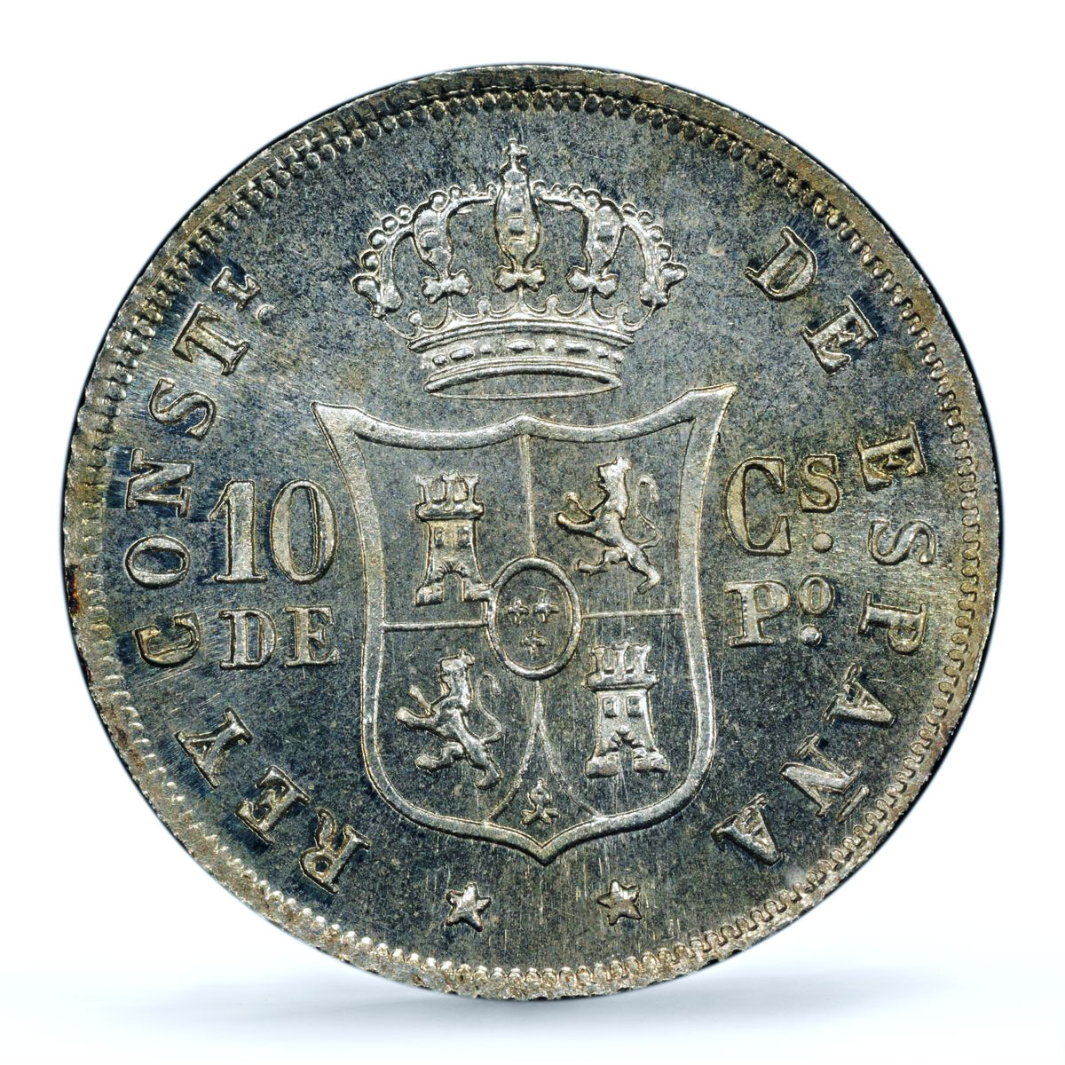 Philippines 10 centavos Alfonso XII KM-148 MS 65 PCGS silver coin 1885