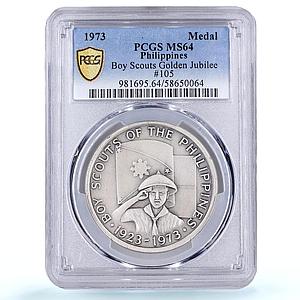 Philippines BSP Golden Jubilee Jamboree Boy Scouts MS 64 PCGS silver medal 1973