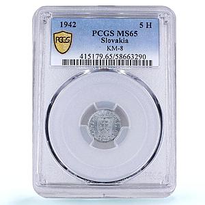Slovakia 5 halierov Germany Third Reich Occupation KM-8 MS 65 PCGS coin 1942
