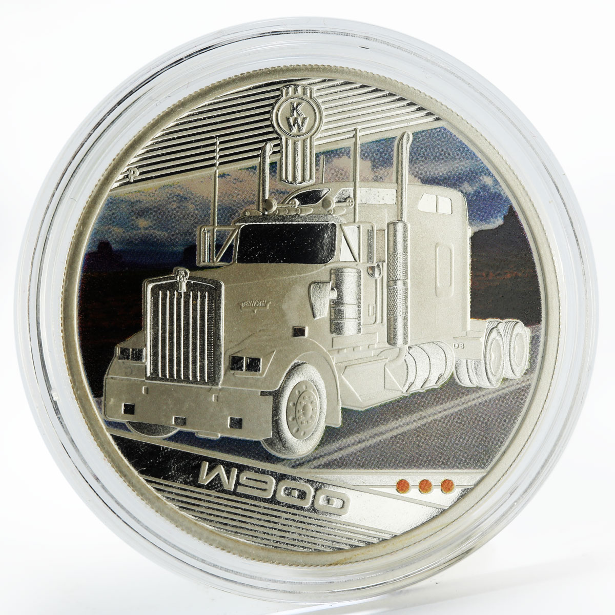 Tuvalu 1 dollar Trucks W900 colored silver coin 2010