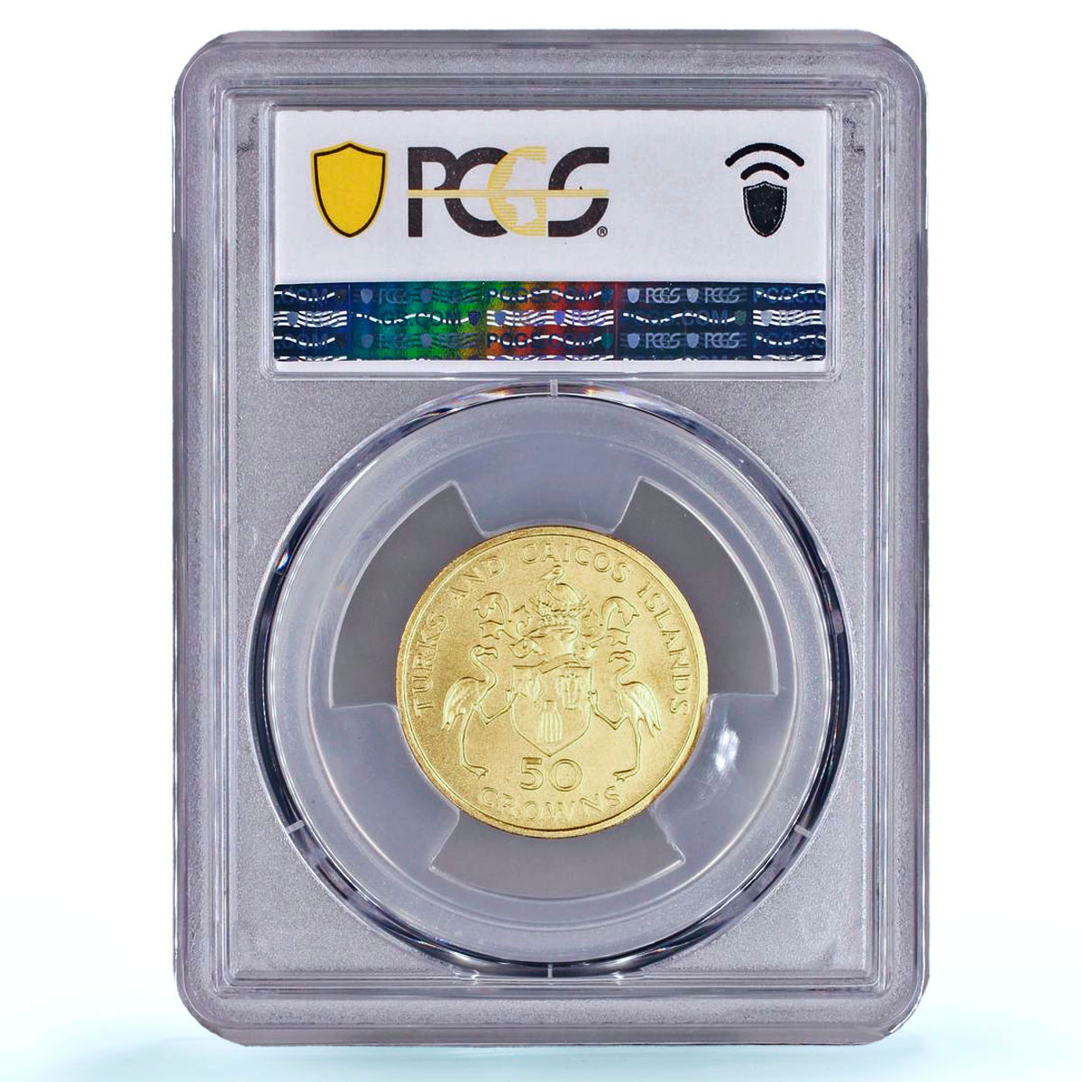 Turks and Caicos Islands 50 crowns Churchill KM-3 MS 70 PCGS gold coin 1974