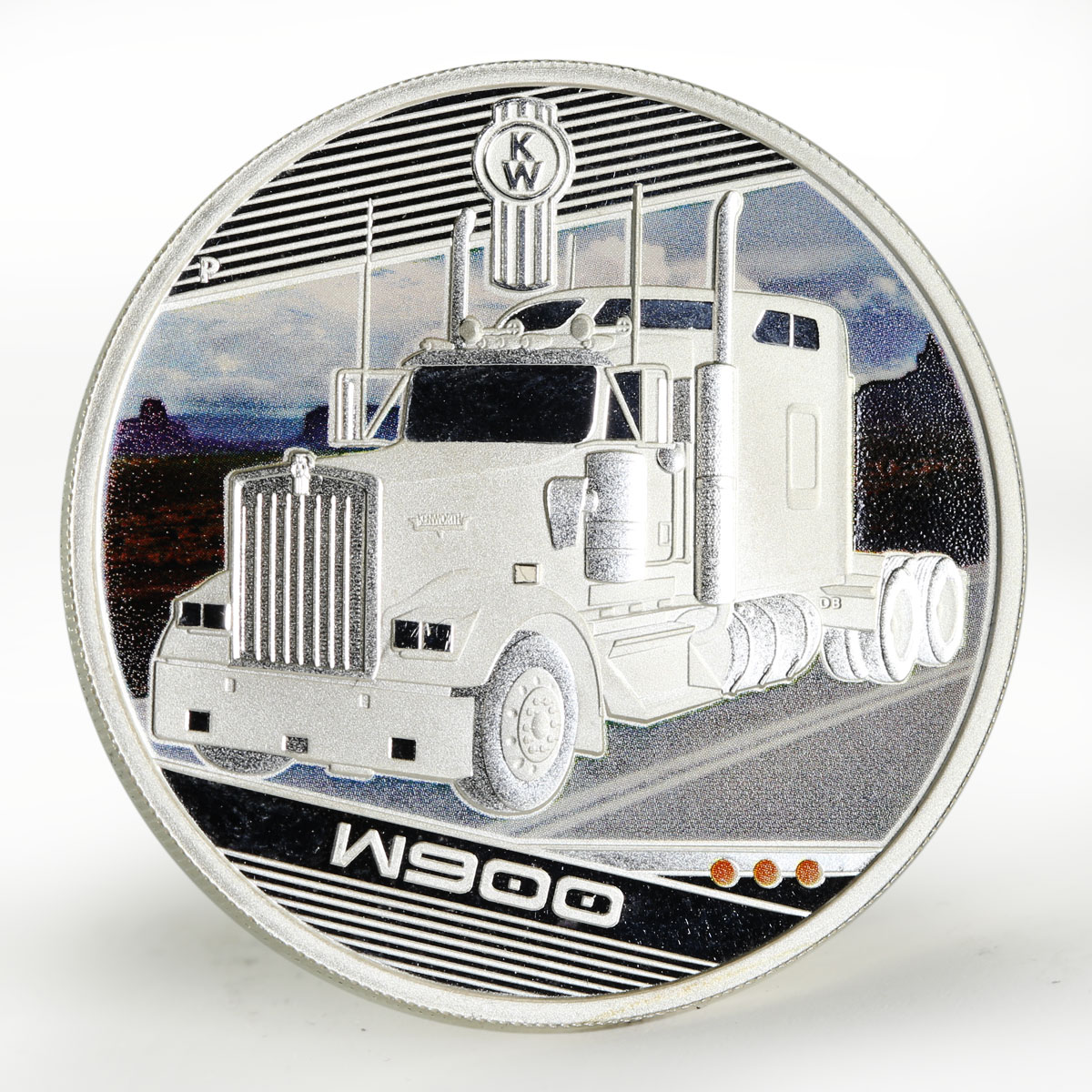 Tuvalu 1 dollar Trucks W900 colored silver coin 2010