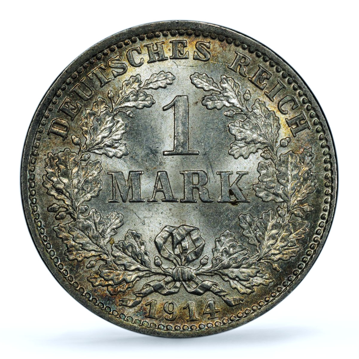 Germany Empire 1 mark Wilhelm II Type 2 J-17 KM-14 MS 64 PCGS silver coin 1914