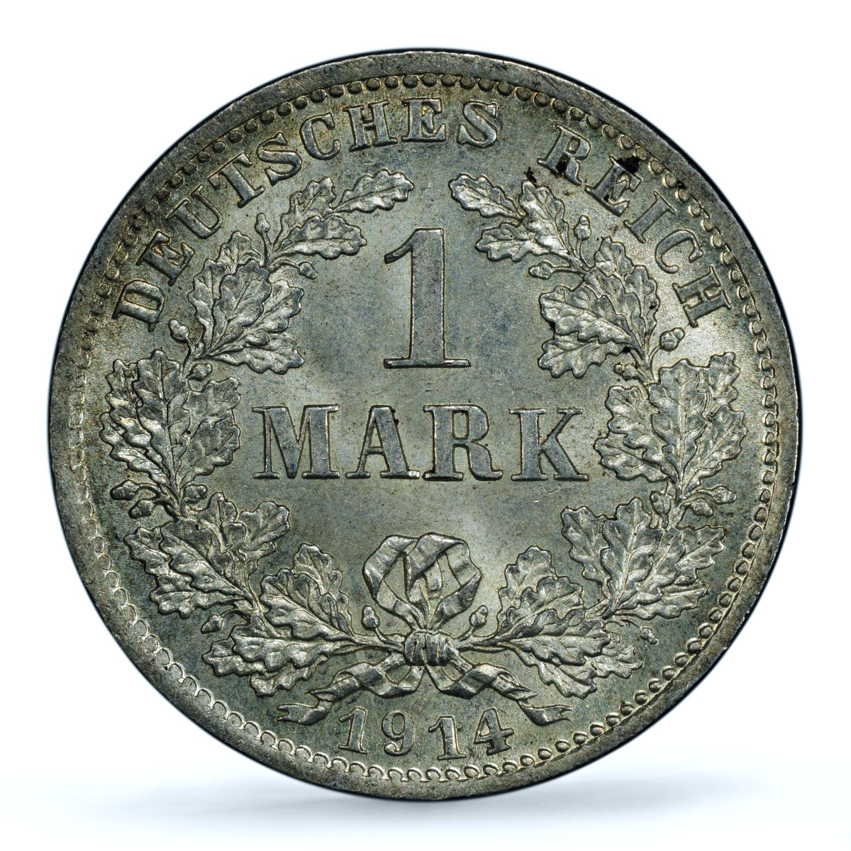 Germany Empire 1 mark Wilhelm II Type 2 J-17 KM-14 MS 65 PCGS silver coin 1914