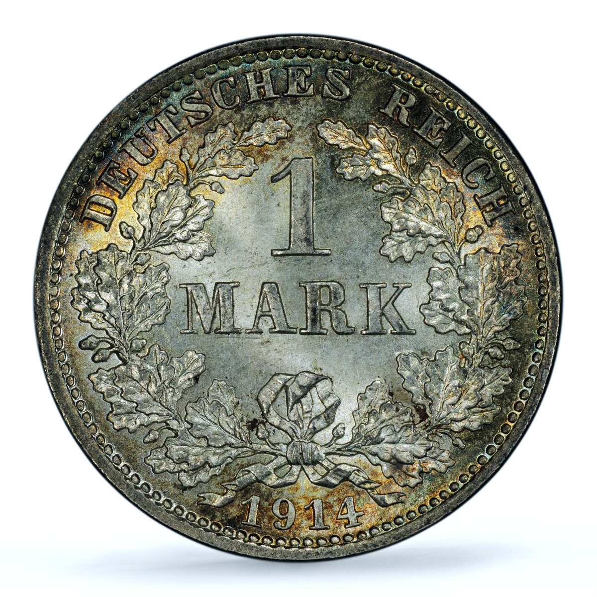 Germany Empire 1 mark Wilhelm II Type 2 J-17 KM-14 MS 65 PCGS silver coin 1914