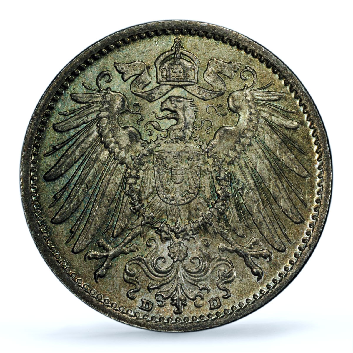 Germany Empire 1 mark Wilhelm II Type 2 J-17 KM-14 MS 65 PCGS silver coin 1914