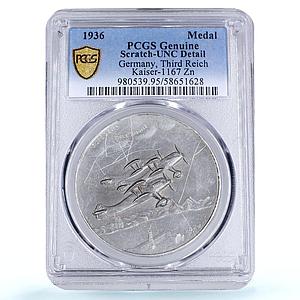 Germany Third Reich Rautenbach Plane Kaiser-1167 Genuine PCGS zinc medal 1936