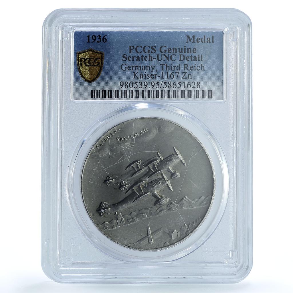 Germany Third Reich Rautenbach Plane Kaiser-1167 Genuine PCGS zinc medal 1936