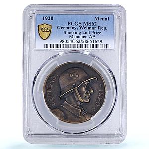 Germany Weimar Shooting 2nd Prize Munchen Munich MS 62 PCGS bronze medal 1920
