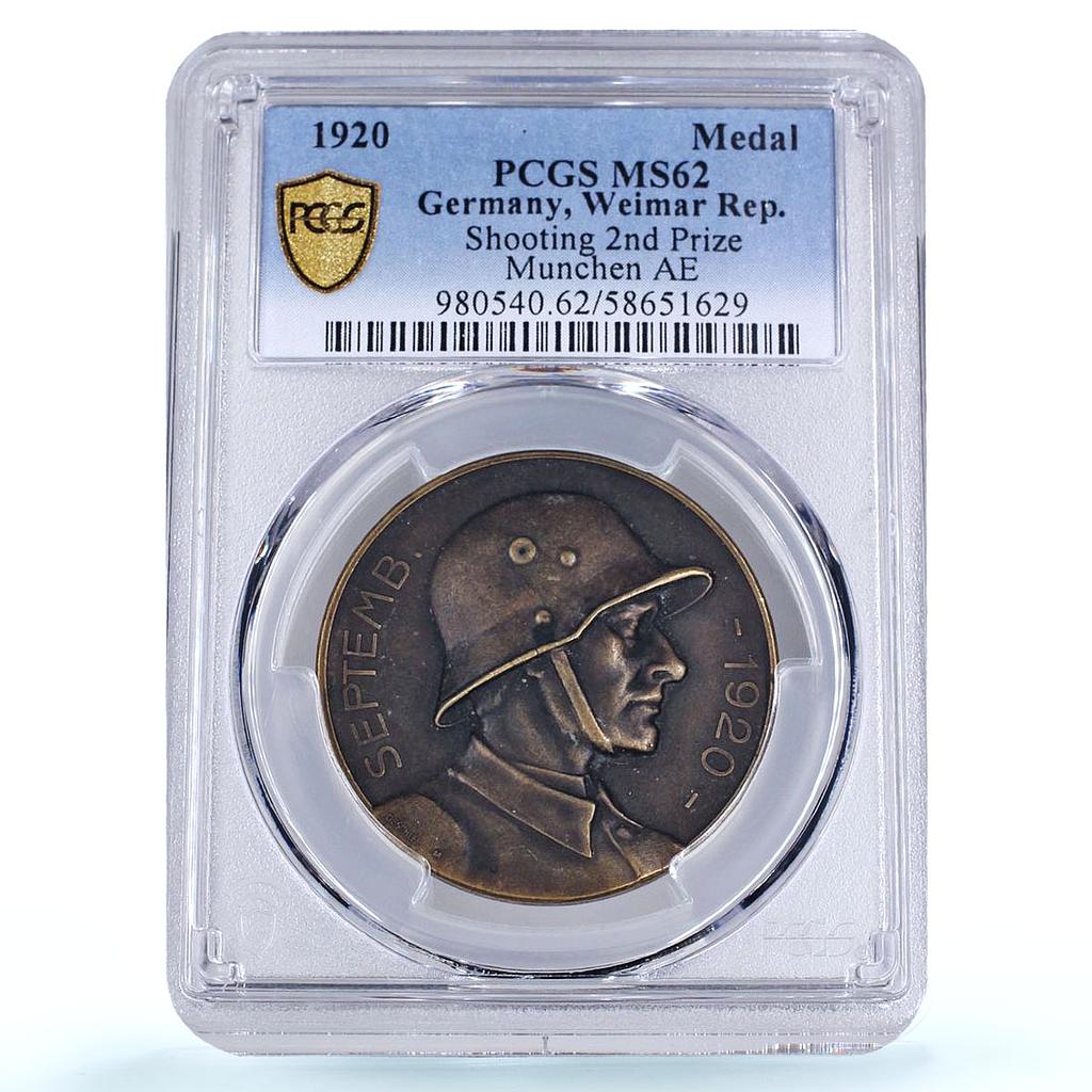Germany Weimar Shooting 2nd Prize Munchen Munich MS 62 PCGS bronze medal 1920