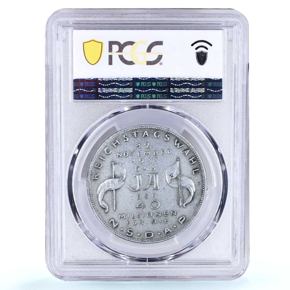 Germany Third Reich Reichstag Elections Kienast-489 SP 62 PCGS zinc medal 1933