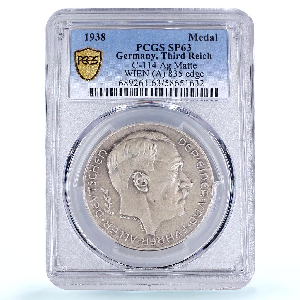 Germany Third Reich Hitler Austria Annexation C-114 SP 63 PCGS silver medal 1938