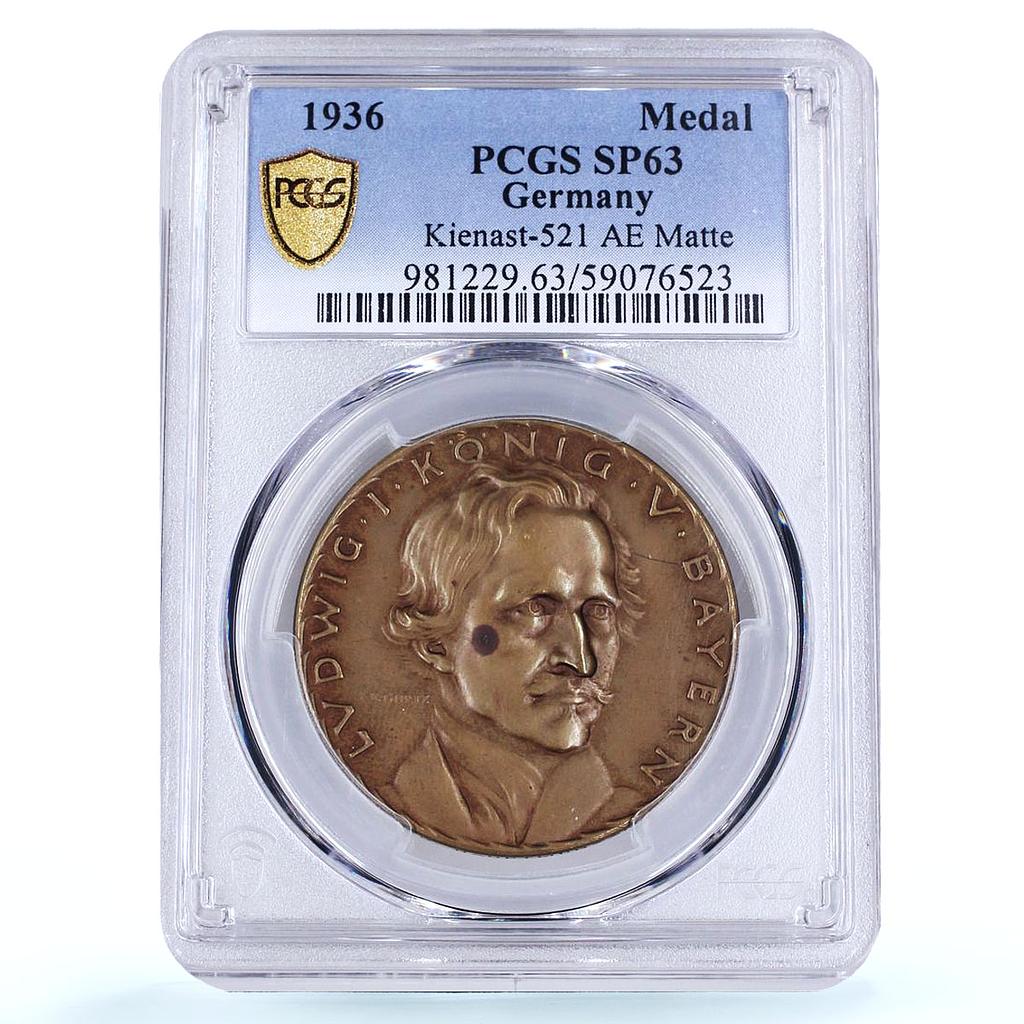 Germany Third Reich Ludwig I Bavarian Kienast-521 SP 63 PCGS bronze medal 1936