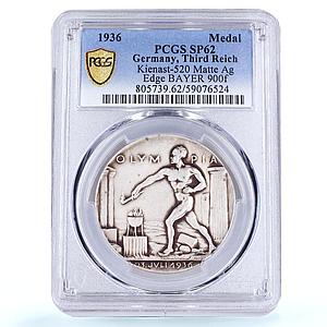 Germany Third Reich Olympiad Berlin Kienast-520 SP 62 PCGS silver medal 1936