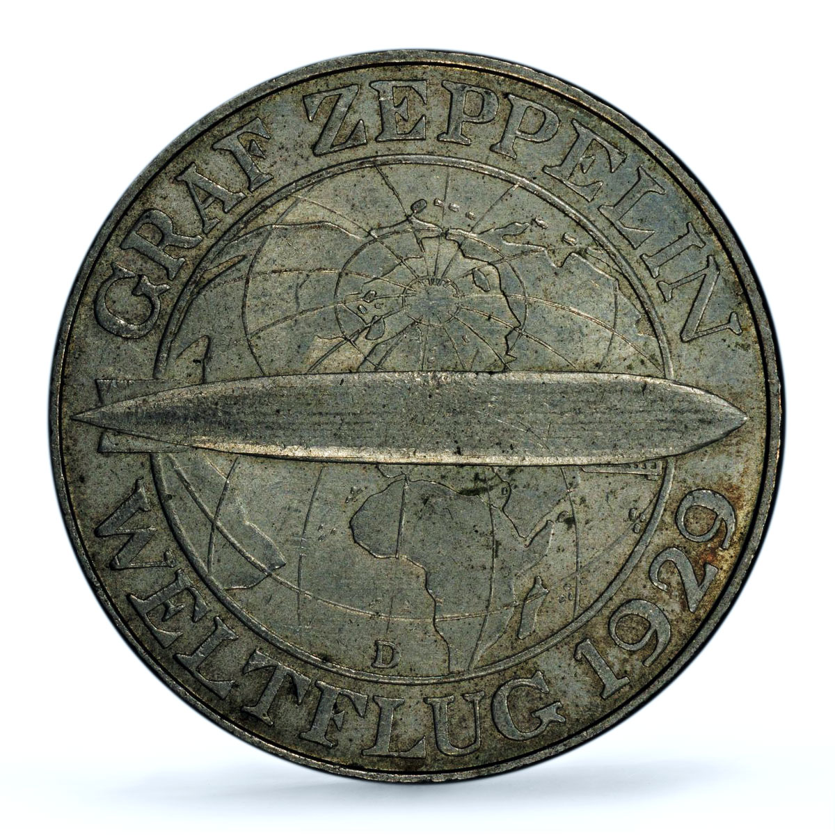 Germany Weimar 3 mark Graf Zeppelin Airship J-342 MS 63 PCGS silver coin 1930 D