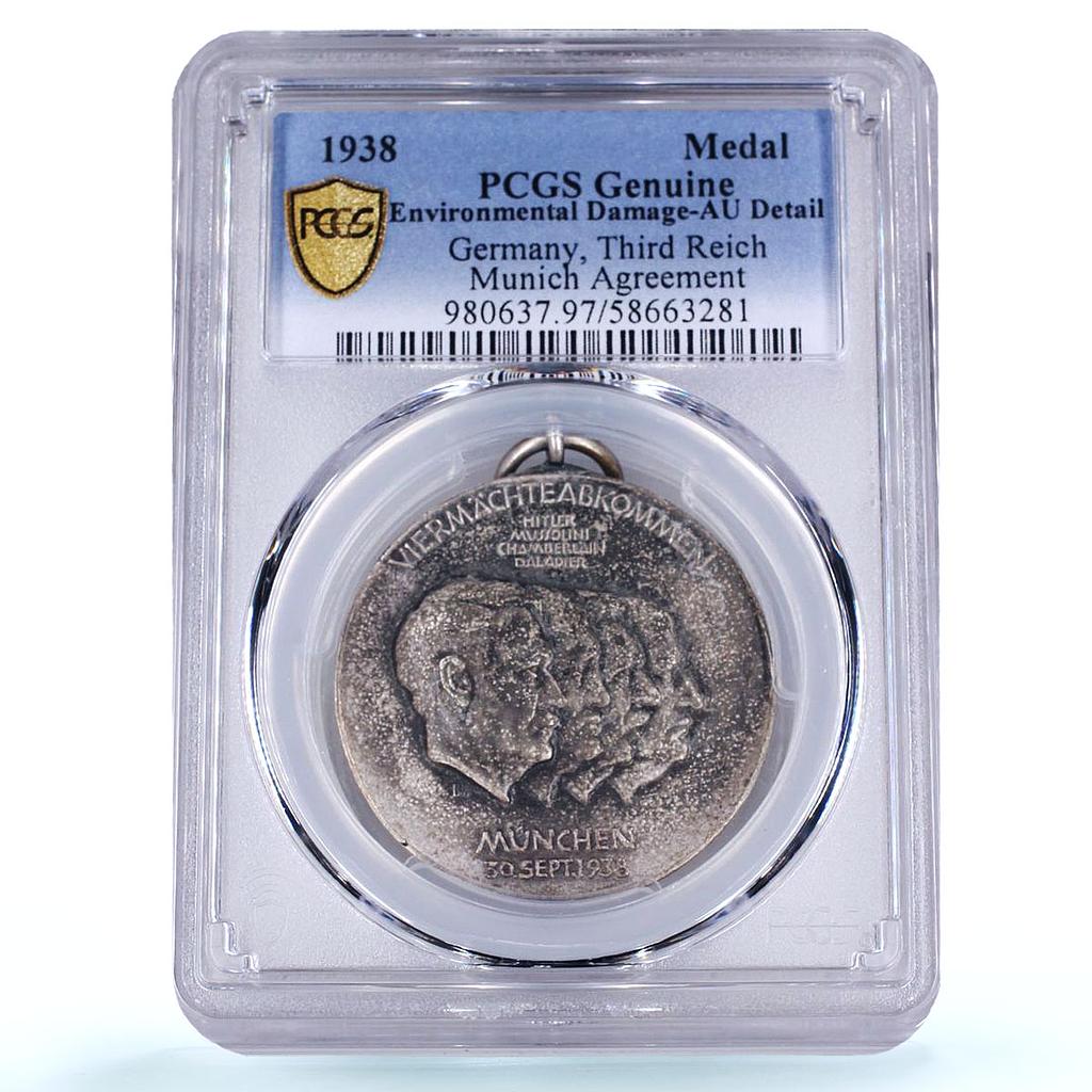 Germany Third Reich Munich Agreement Hitler Genuine PCGS zinc medal 1938
