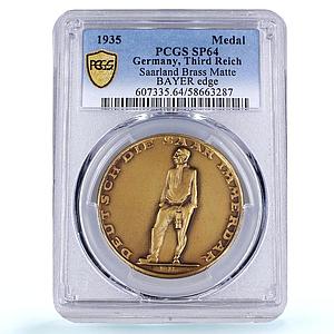 Germany Third Reich Saarland Referendum History SP 64 PCGS brass medal 1935