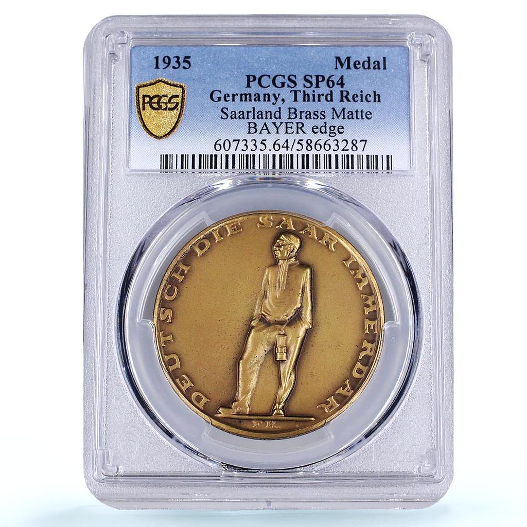 Germany Third Reich Saarland Referendum History SP 64 PCGS brass medal 1935