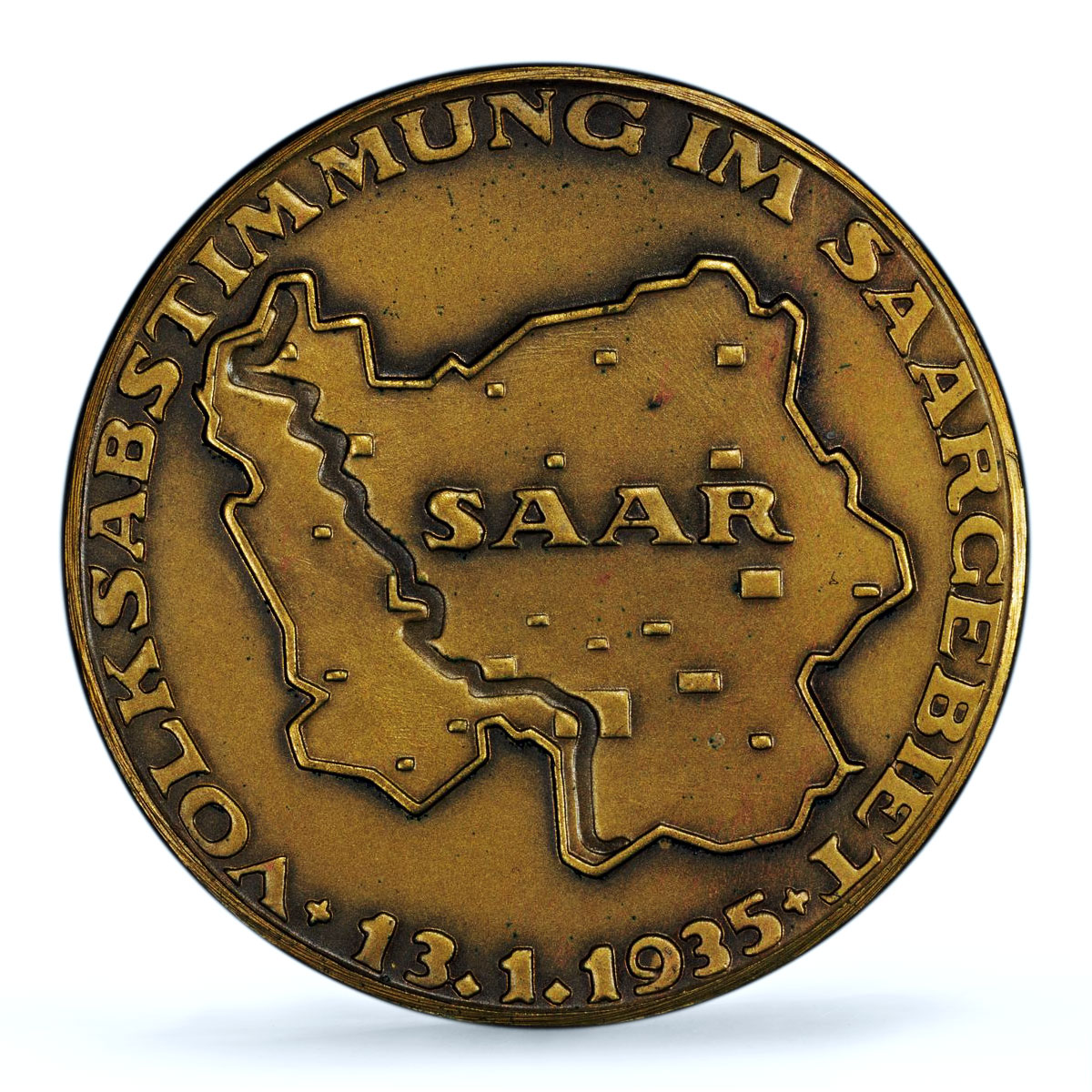 Germany Third Reich Saarland Referendum History SP 64 PCGS brass medal 1935