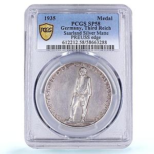 Germany Third Reich Saarland Referendum History SP 58 PCGS silver medal 1935