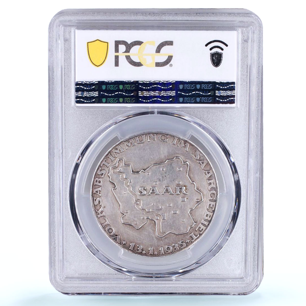 Germany Third Reich Saarland Referendum History SP 58 PCGS silver medal 1935