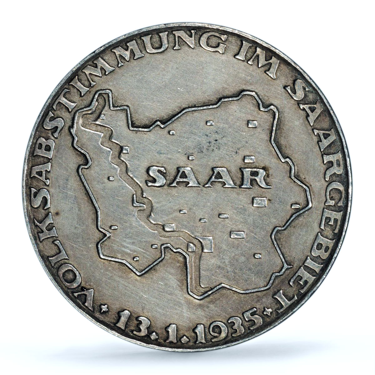 Germany Third Reich Saarland Referendum History SP 58 PCGS silver medal 1935