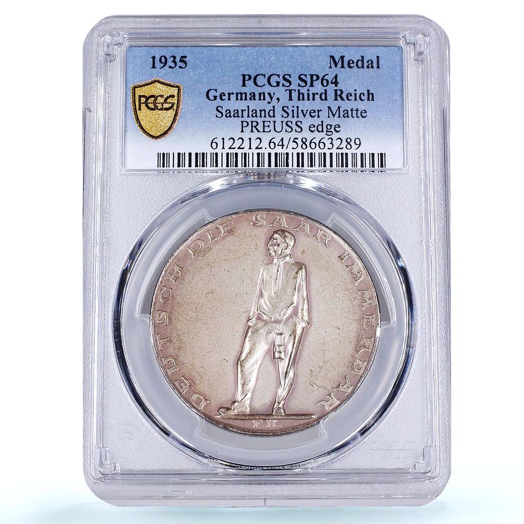 Germany Third Reich Saarland Referendum History SP 64 PCGS silver medal 1935