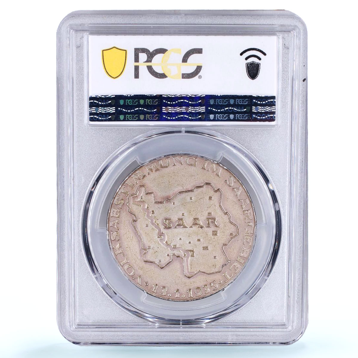 Germany Third Reich Saarland Referendum History SP 64 PCGS silver medal 1935